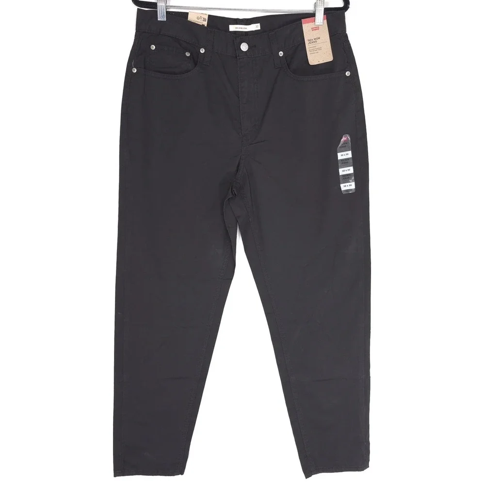 Levi's New 80s‎ Mom Jeans Women 32x29 Black Pants HR Relaxed Tapered A3506-0321